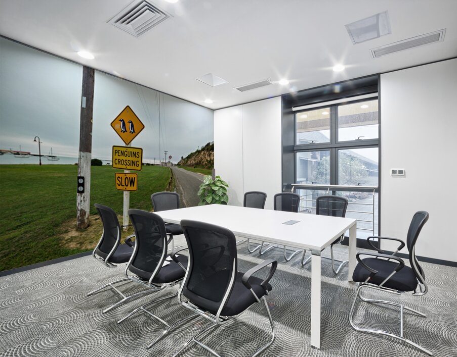 Penguin crossing sign alerts wildlife in Oamaru NZ Wall Printing