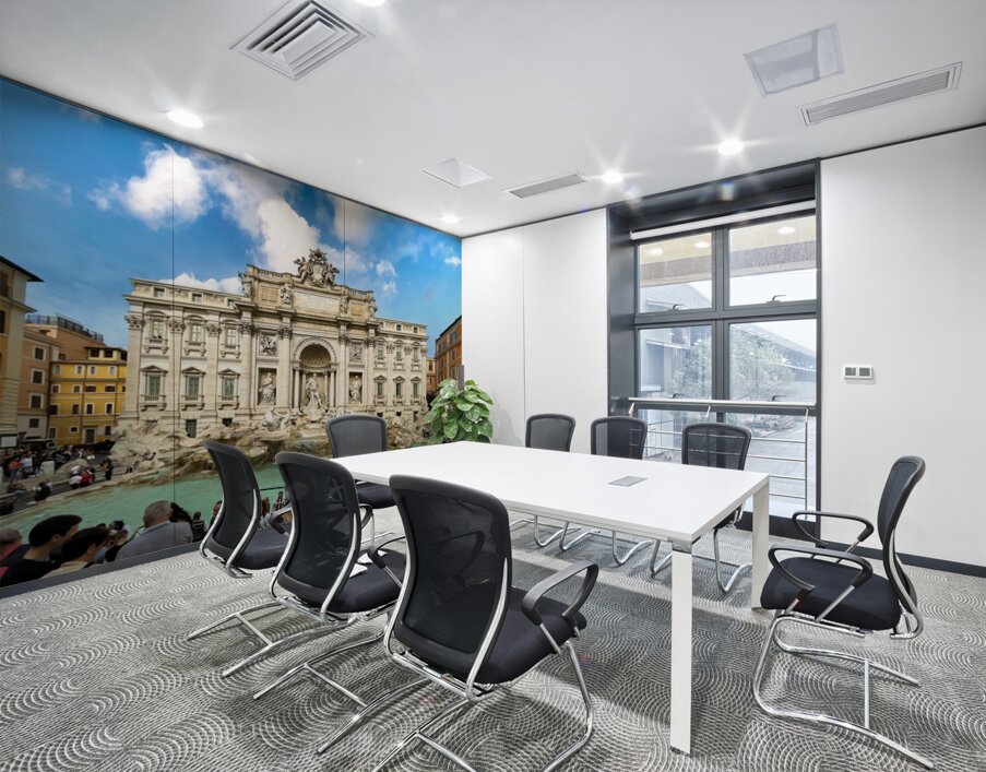 Crowd of tourists visiting Trevi fountain in Rome Italy Wall Printing