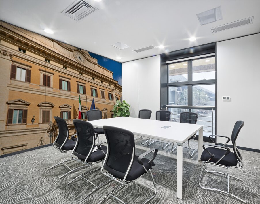 Palazzo Montecitorio stands in Rome Italy during a clear day Wall Printing