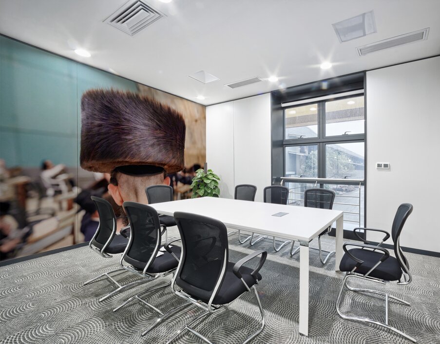 Jewish men study in Jerusalem at the Western Wall Wall Printing