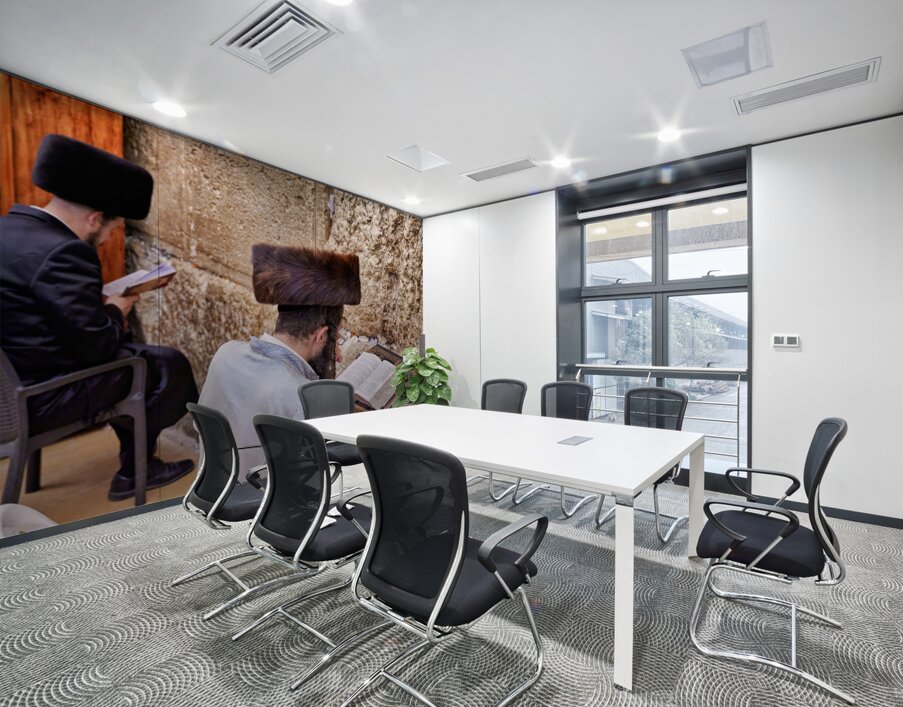 Prayer at the wailing wall in jerusalem by orthodox jews Wall Printing