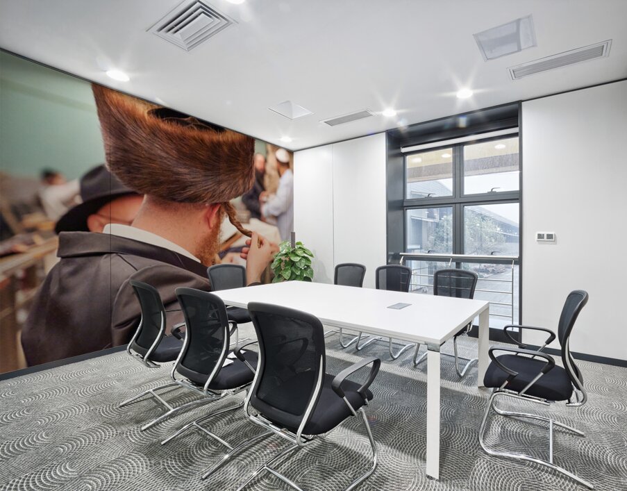 Orthodox Jews pray and read at the Wailing Wall in Jerusalem Wall Printing