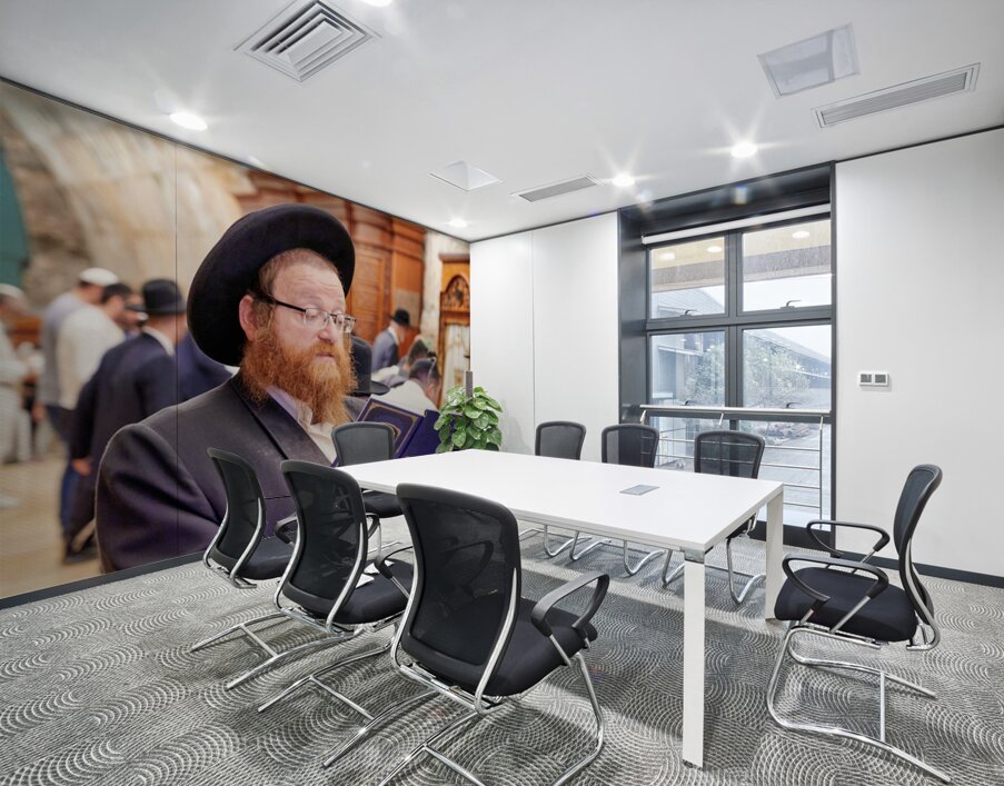 Orthodox Jews engaged in prayer at the Wailing Wall in Jerusalem Wall Printing