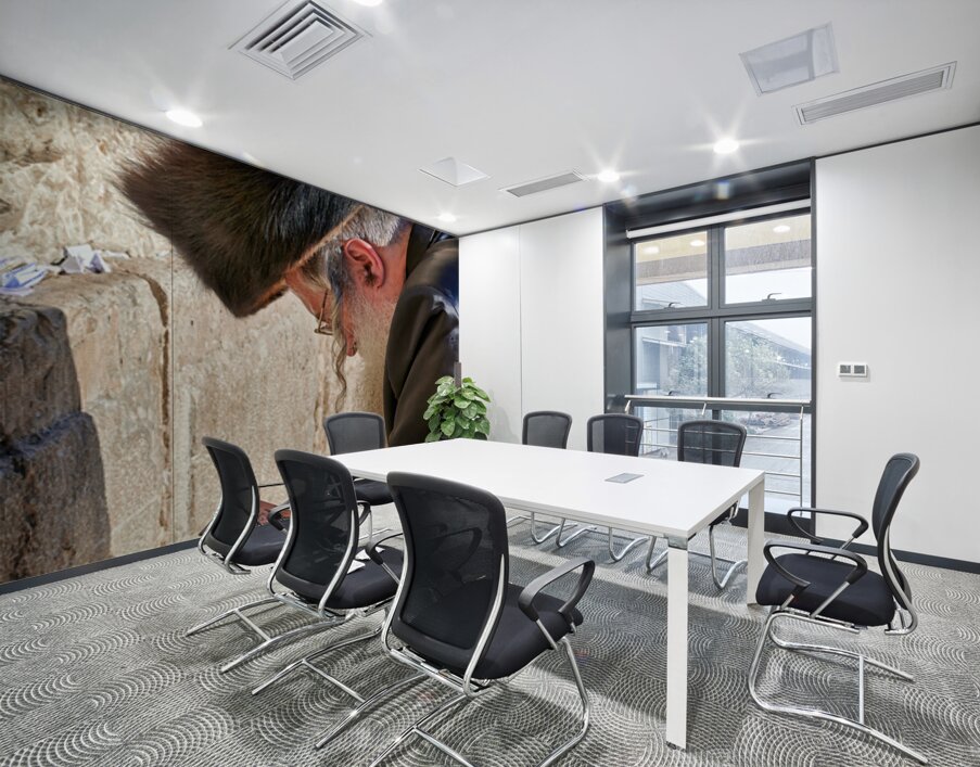 Orthodox Jews at Wailing Wall in Jerusalem during Prayer Time Wall Printing