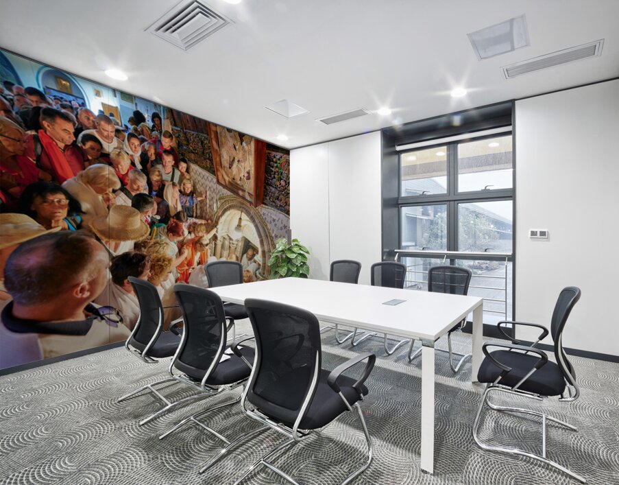 Crowd gathers at grotto of nativity in Bethlehem Israel Wall Printing