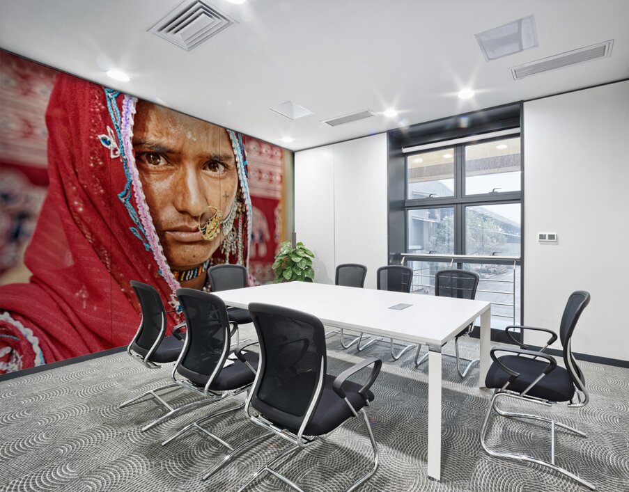 Portrait of a woman in traditional dress from Jaisalmer India Wall Printing
