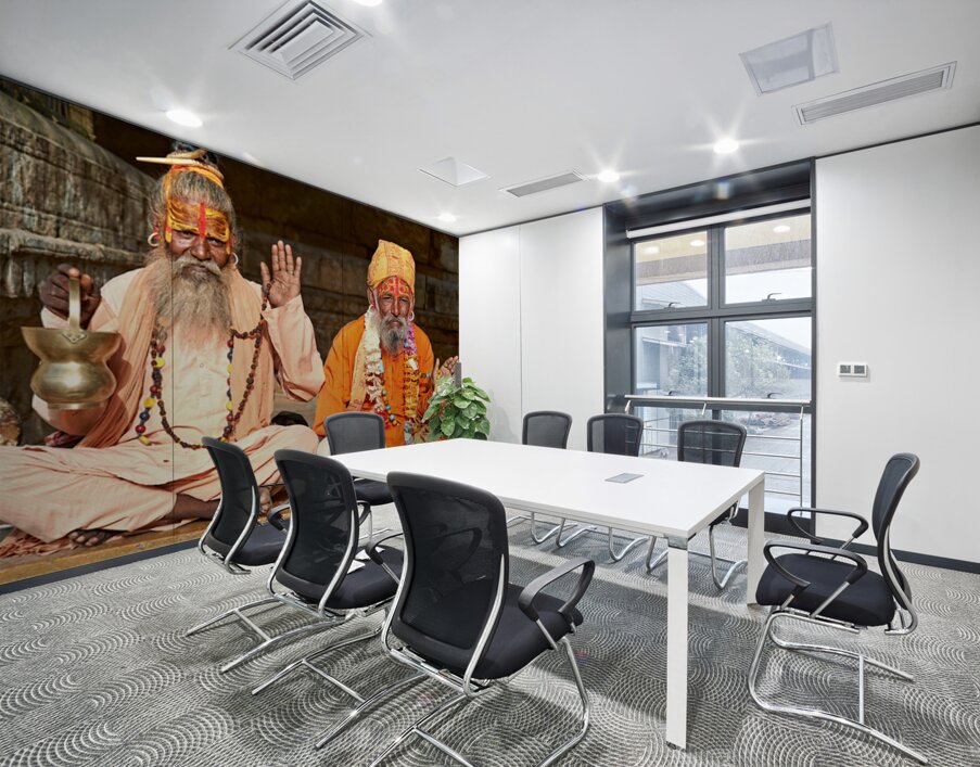 Sadhus sitting in Jaisalmer Rajasthan during a sunny day Wall Printing