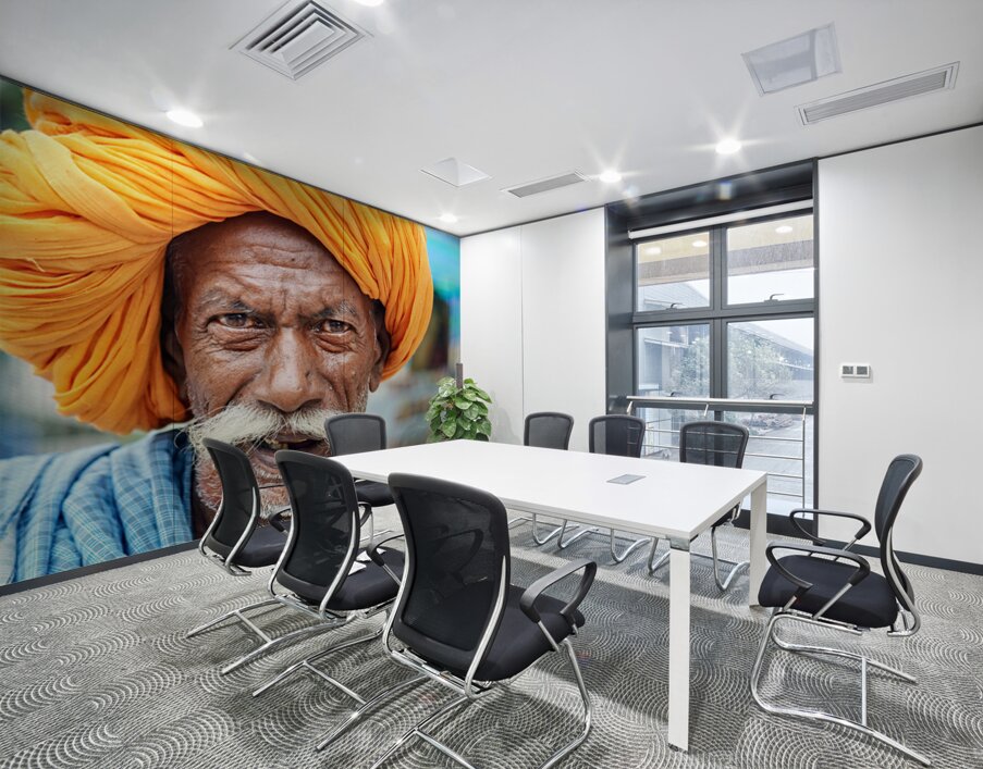 Old man in Bundi Rajasthan showing traditional culture and attir Wall Printing
