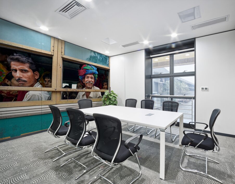 Passengers travel on bus in Udaipur Rajasthan India Wall Printing