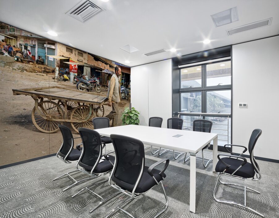Man pulls an empty cart in Orchha Madhya Pradesh India Wall Printing