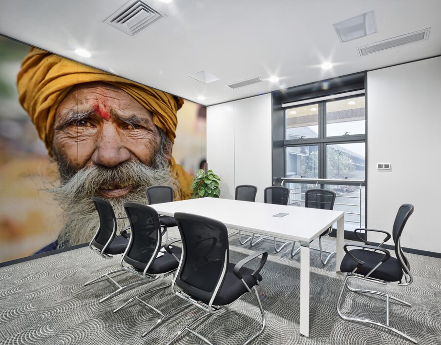 Portrait of a man in Orchha Madhya Pradesh India during the da Wall Printing