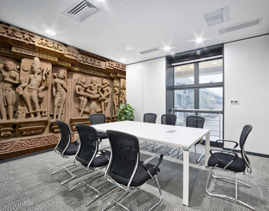 Hindu temples in Khajuraho display intricate erotic carvings Wall Printing