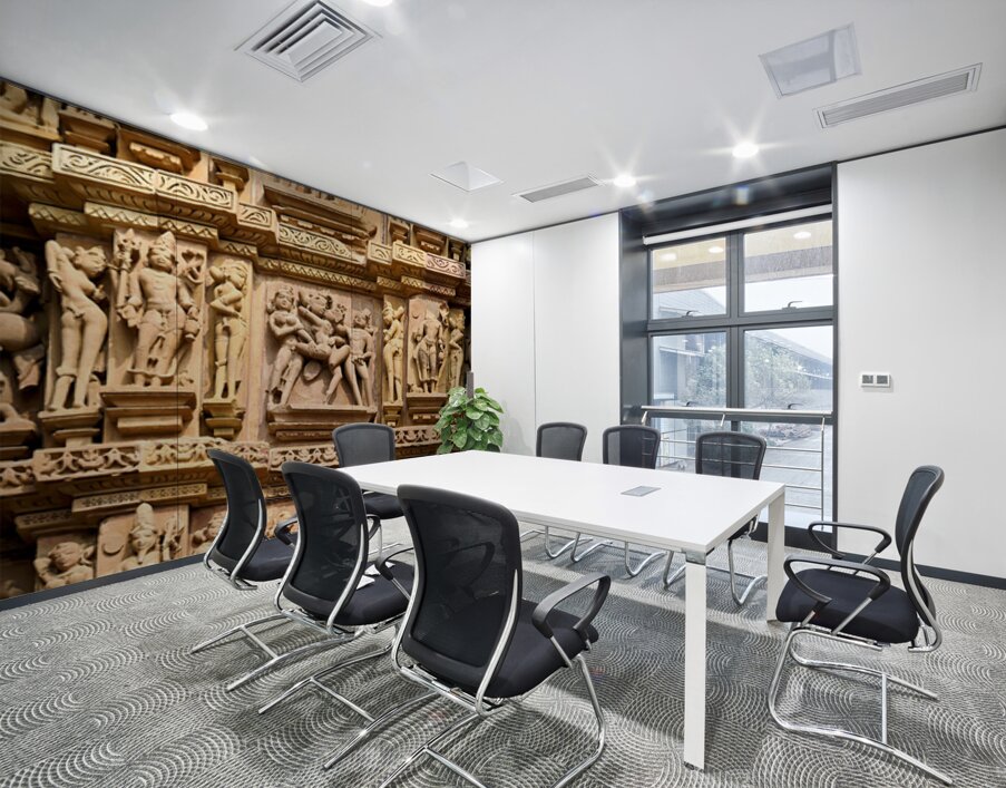 Hindu erotic temples in Khajuraho Madhya Pradesh showcase sculp Wall Printing