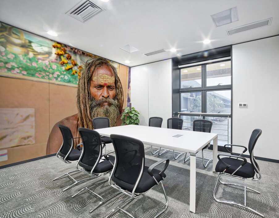 Sadhu in Varanasi Uttar Pradesh with long hair and beard Wall Printing