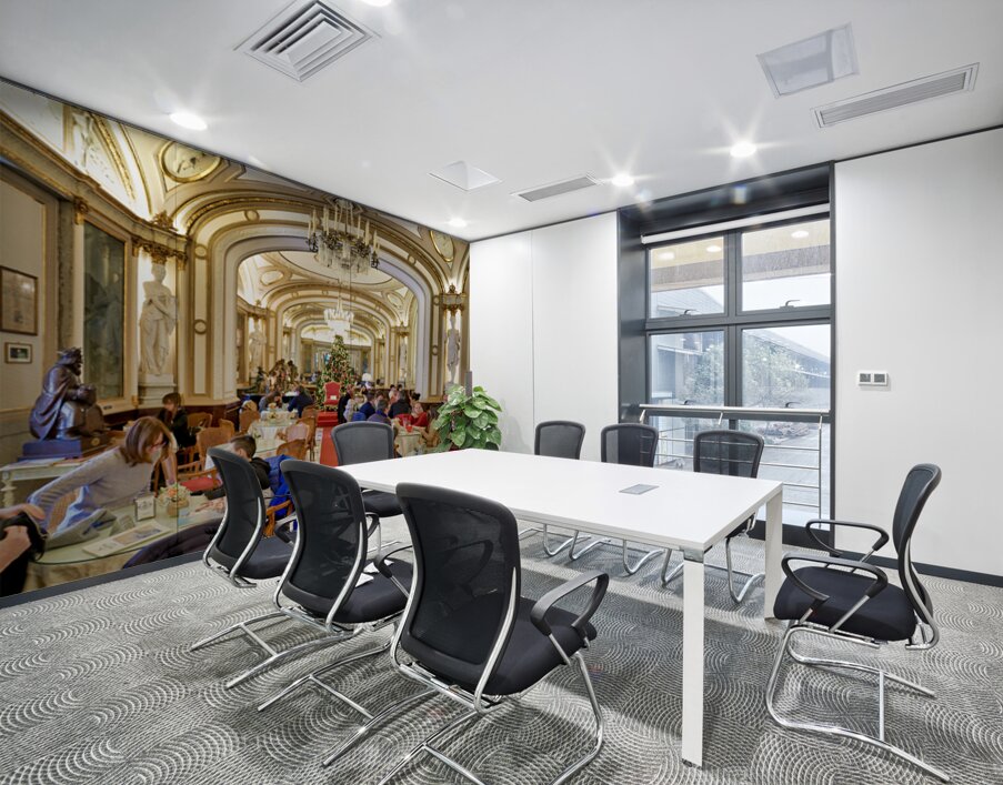 Visitors enjoy coffee and food at Caffe Gambrinus in Naples Wall Printing