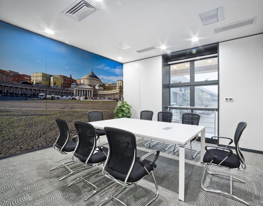 Piazza del Plebiscito in Naples shows a clear day with stone pav Wall Printing