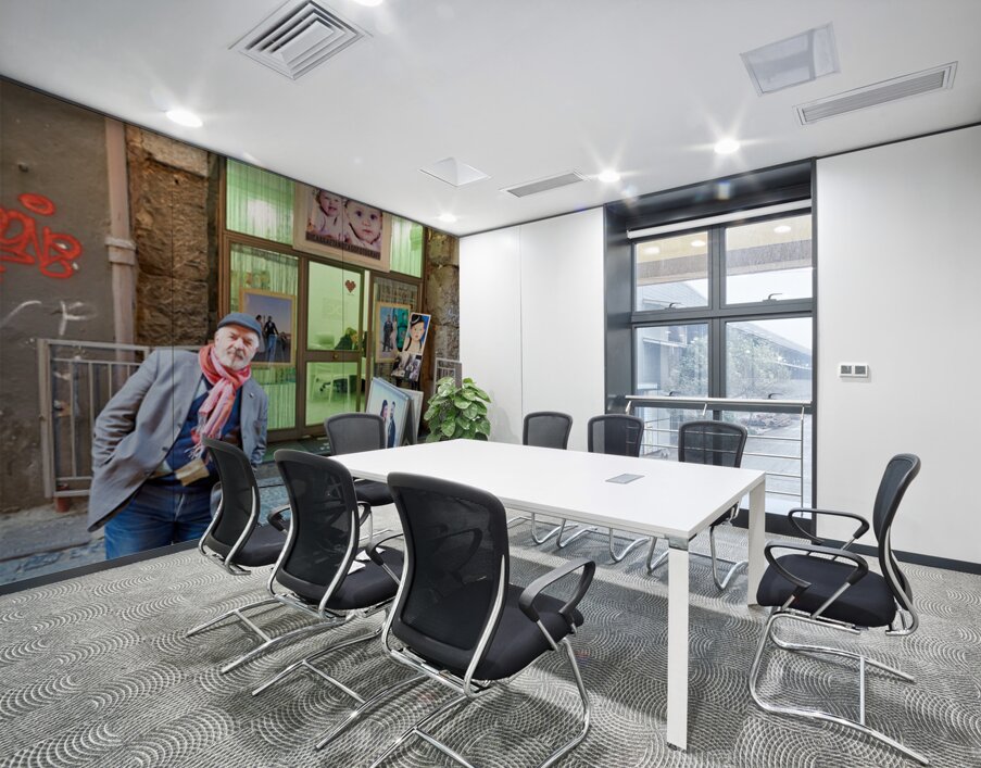 Domenico Caso stands in front of his workshop in Naples Campania Wall Printing