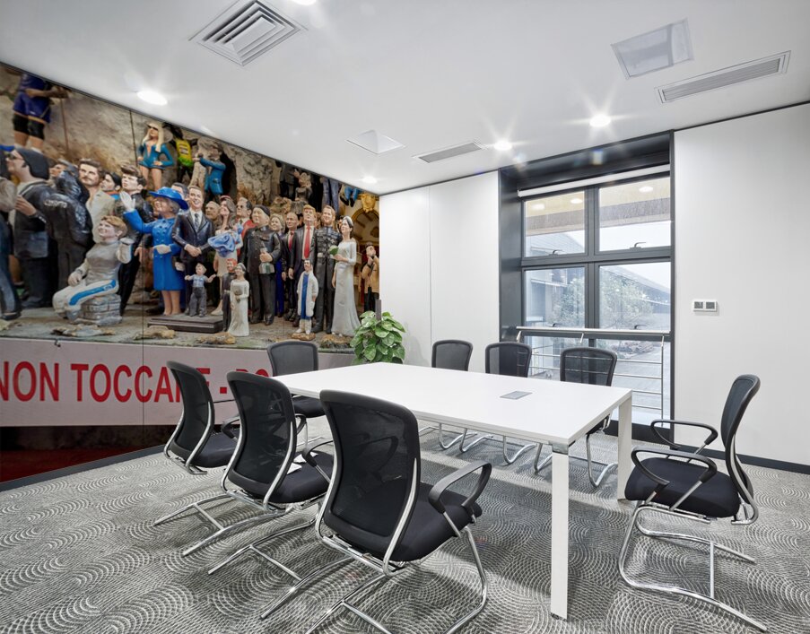 Statues of Christmas Nativity scene in Naples artisan workshop Wall Printing