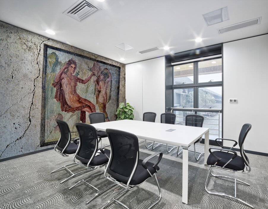 Pompeii mural showing figures in ancient Roman setting Wall Printing