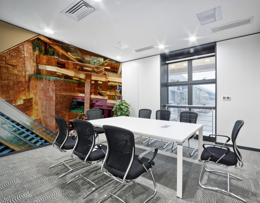 Visitors explore the Trump Tower Atrium in Manhattan New York Wall Printing