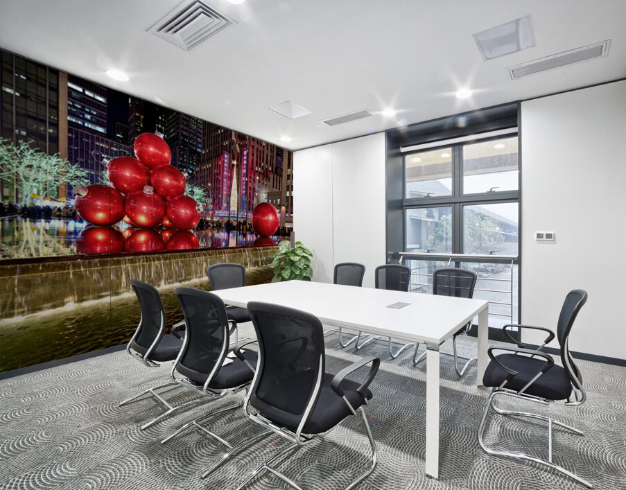 Manhattan showcases big red ornaments at Christmas time Wall Printing