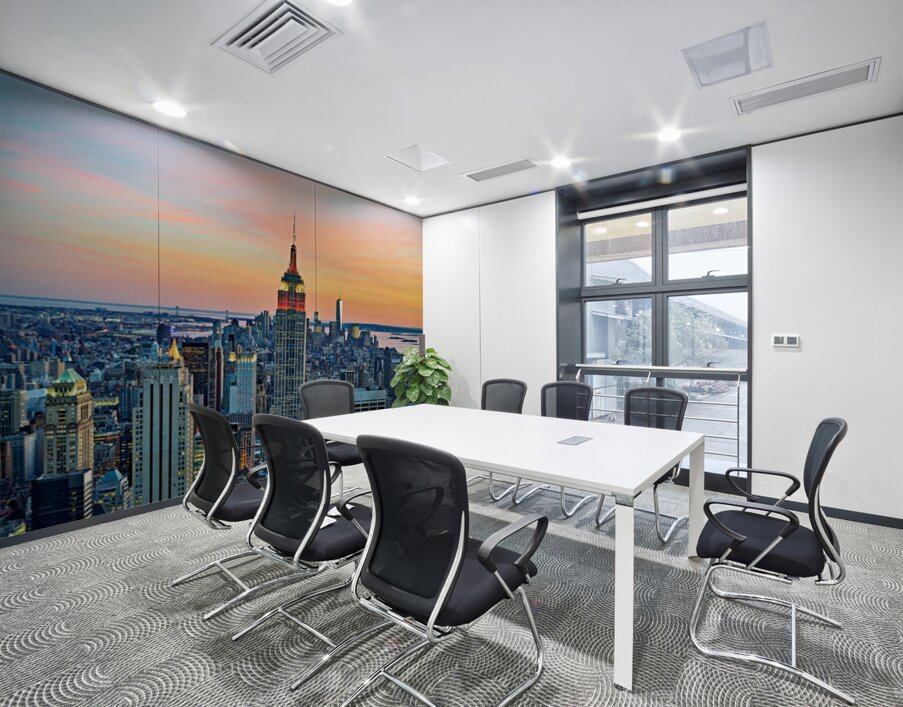 Aerial view of Empire State Building at sunset in New York City Wall Printing