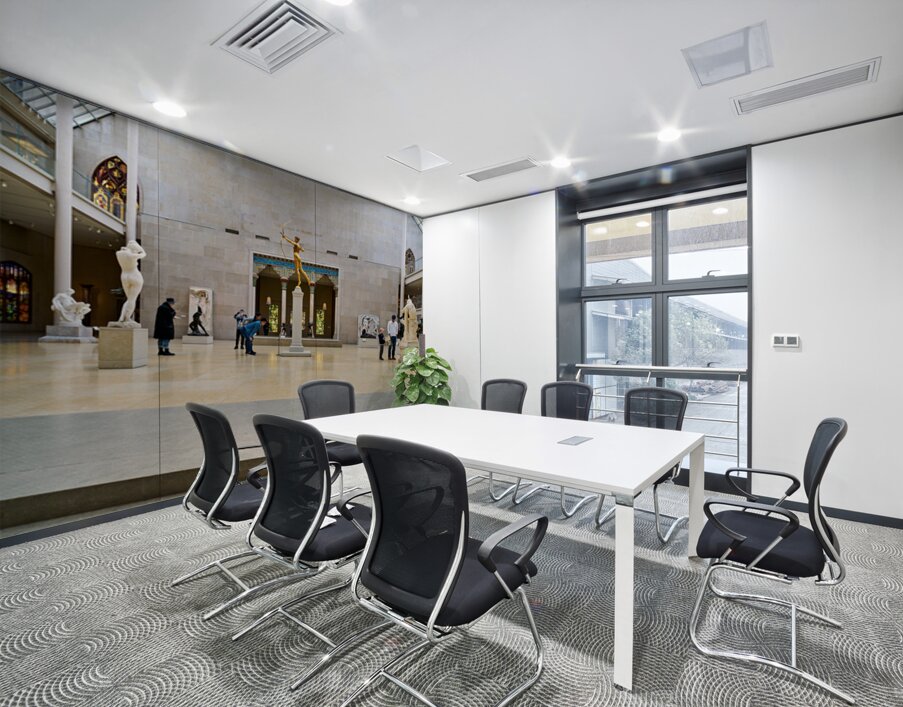Visitors explore Engelhard Court at the Met in Manhattan Wall Printing