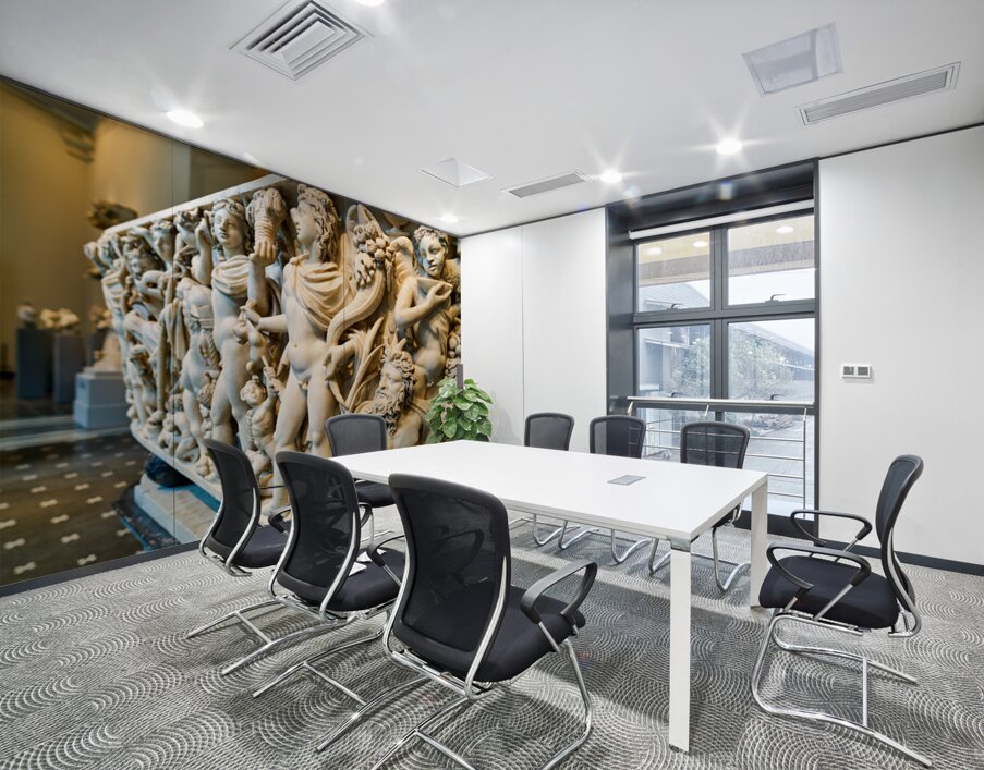 Sarcophagus display in the Greek and Roman Galleries of a museum Wall Printing