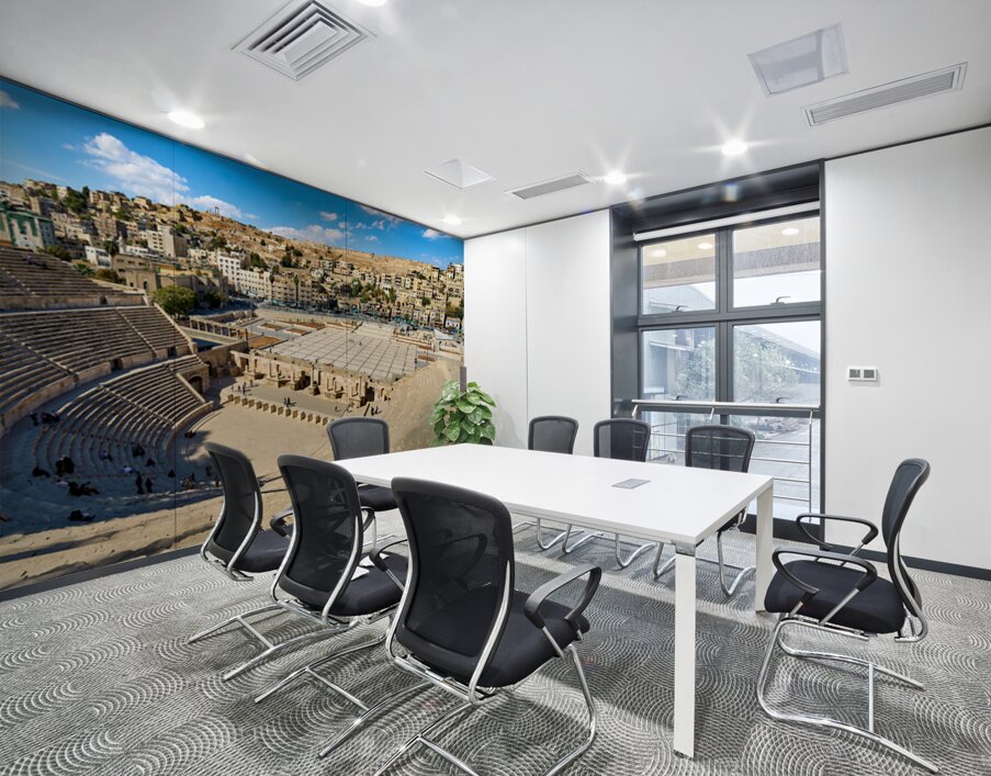 Visit the Roman Theater in Amman Jordan with a view of the city Wall Printing