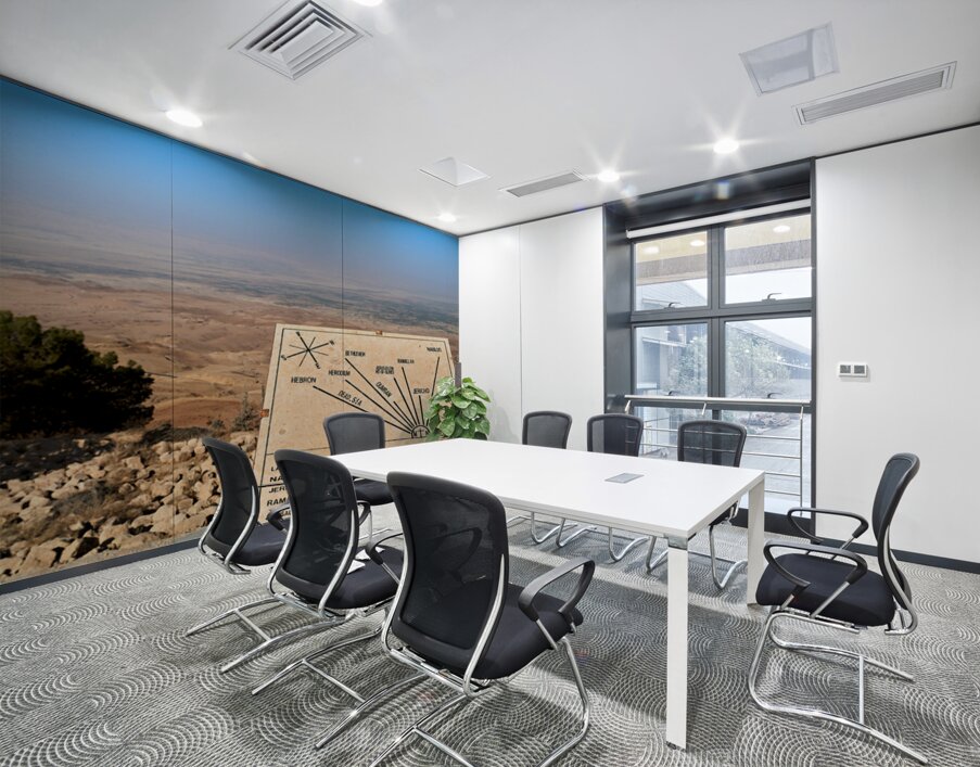 View from Mount Nebo shows signs and the Landscape of Jordan Wall Printing
