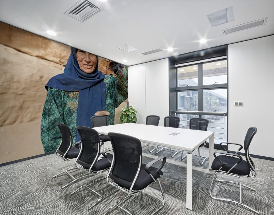 Portrait of an old woman at Little Petra in Jordan Wall Printing