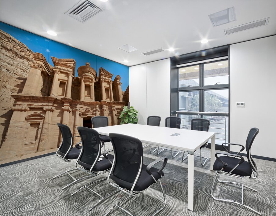 Visit to the Monastery at Petra in Jordan under clear blue sky Wall Printing