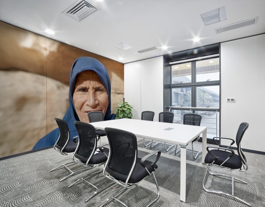 Portrait of an old woman at Little Petra in Jordan Wall Printing