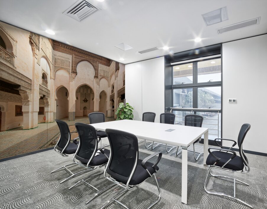 Exploring Al Attarine Madrasa in Fez Morocco during the day Wall Printing