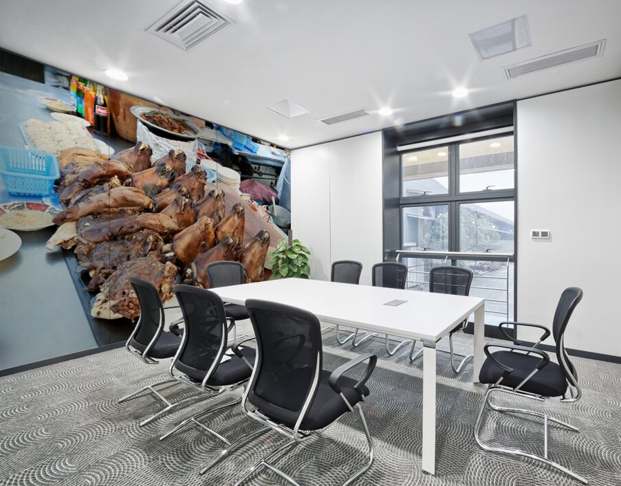 Goat heads ready to serve in Marrakeshs Djema el Fna Wall Printing