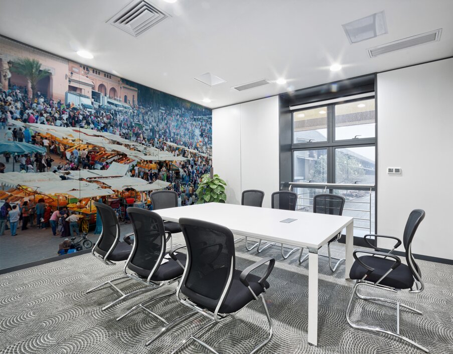 Sunset at Djema el Fna square in Marrakesh with lively crowds Wall Printing