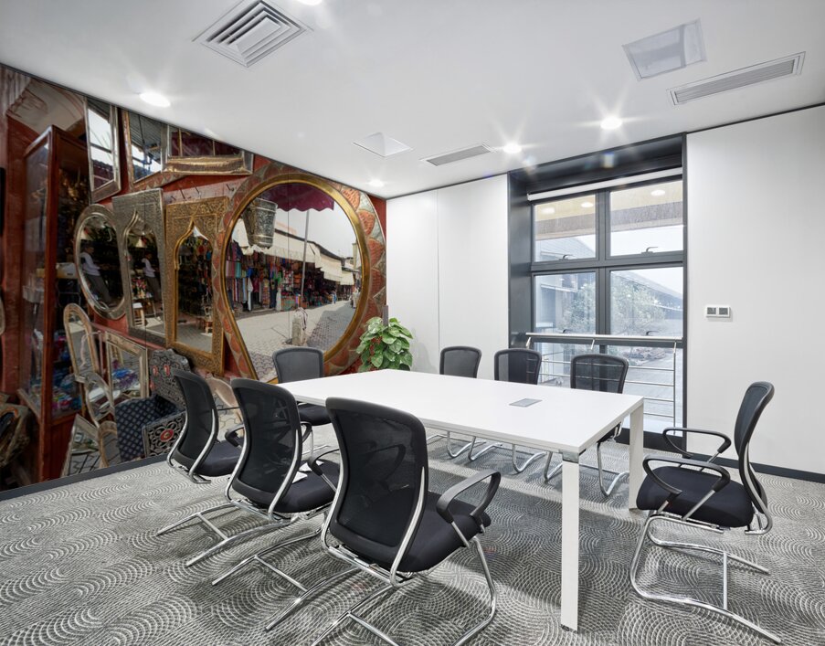 Life in the souk of Marrakesh showing local shops and items Wall Printing