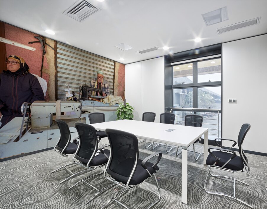 Tailor working in souk of Meknes Morocco Wall Printing