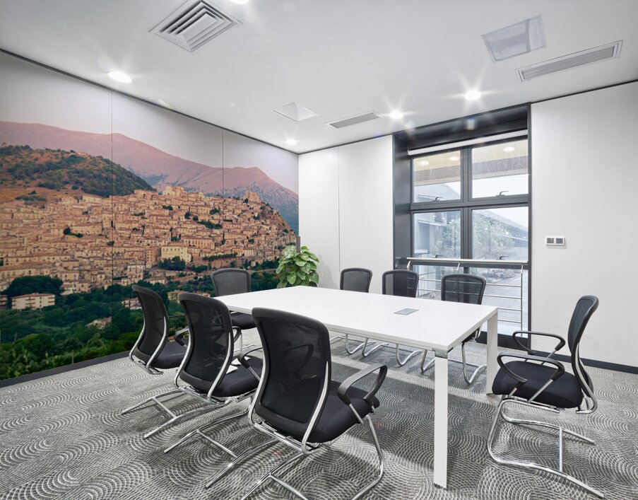 Panorama of Morano Calabro town at sunrise in Calabria Italy Wall Printing