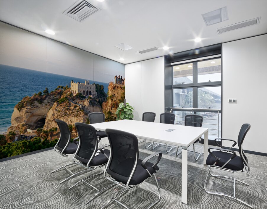 Tourists view Santa Maria dellIsola Monastery in Tropea Calabri Wall Printing