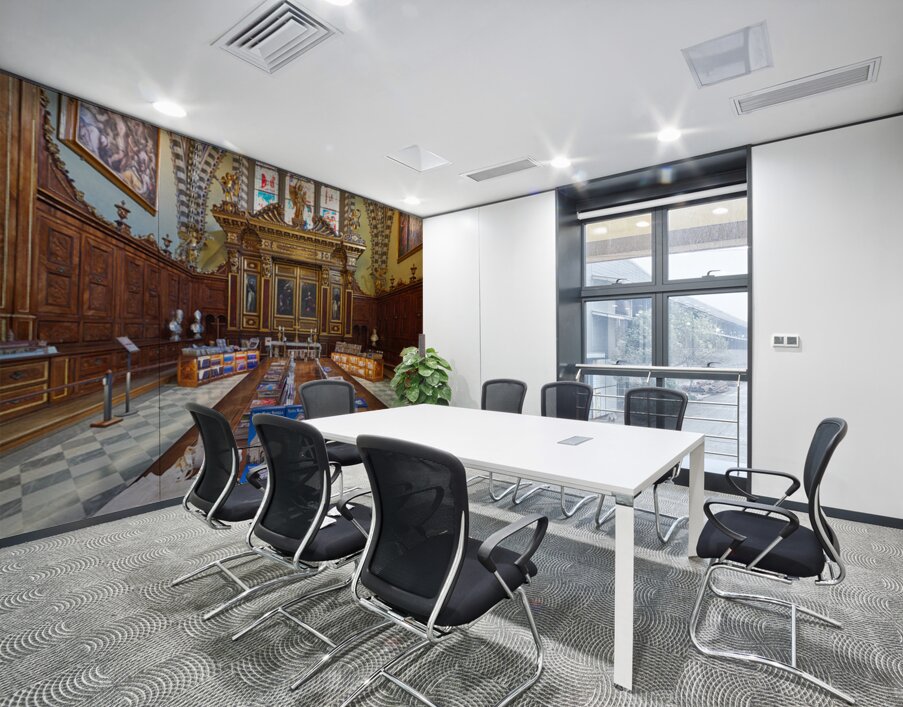 Visitors explore the interior of Santa Maria Novella in Tuscany Wall Printing