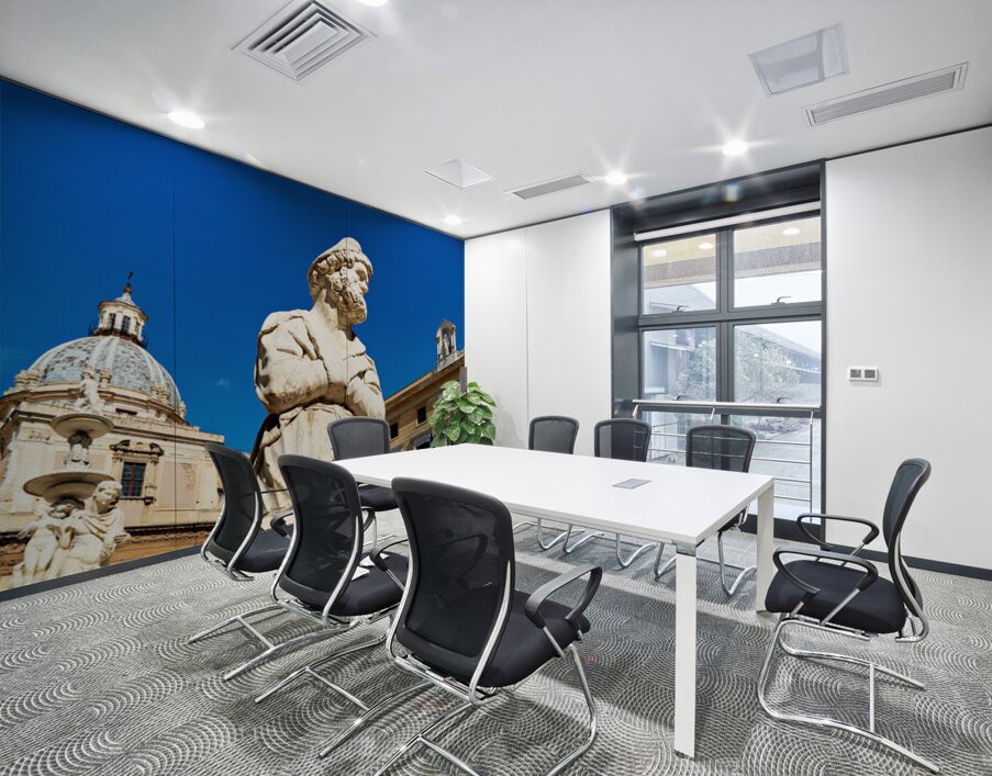 Fountain at Piazza Pretoria in Palermo displays many unique stat Wall Printing