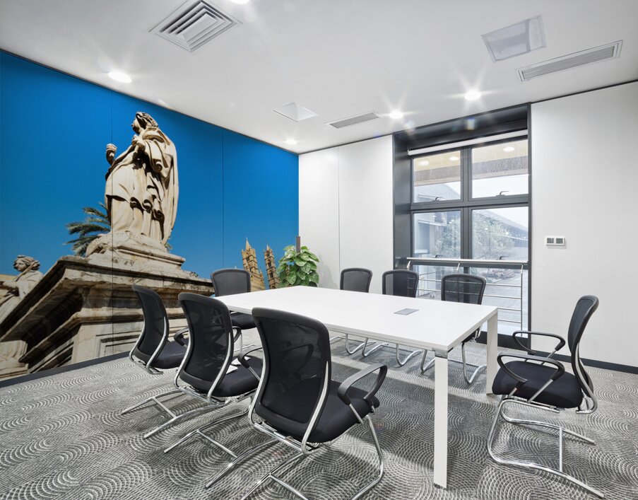 Palermo Cathedral shows statues under clear sky in Sicily Wall Printing
