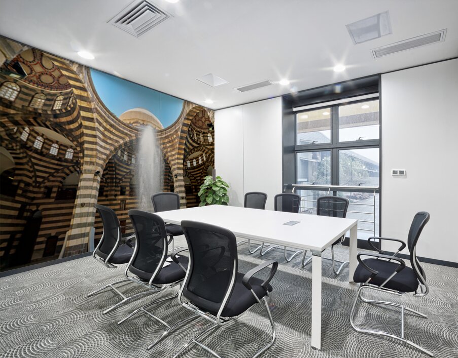 Visitors explore Khan Asad Pasha Caravanserai in Damascus Syri Wall Printing