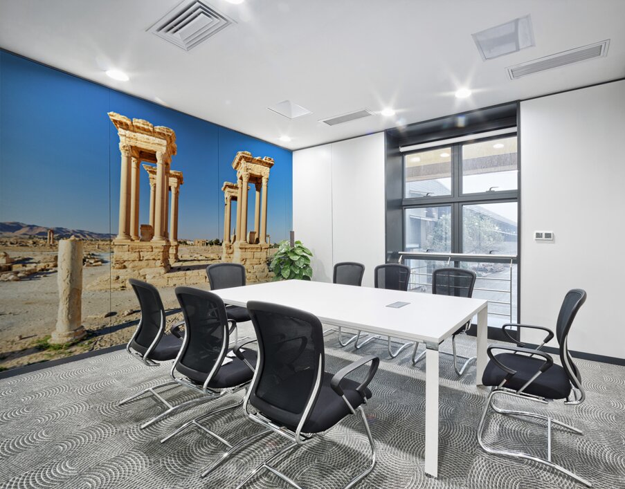 Exploring the Tetrapylon at Palmyra in Syria during the day Wall Printing