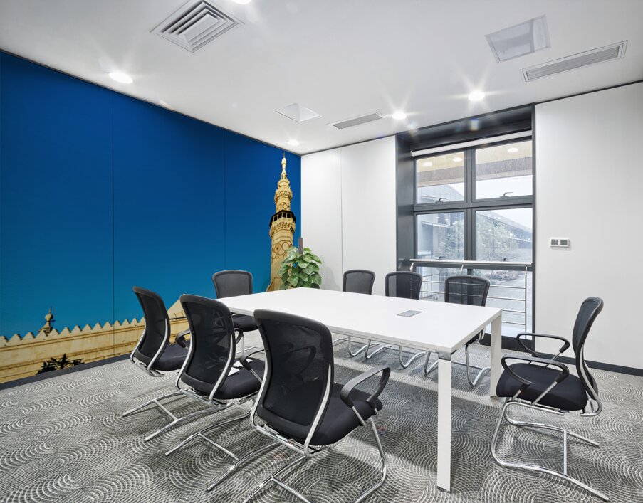 Mosque tower in Damascus against clear blue sky Wall Printing