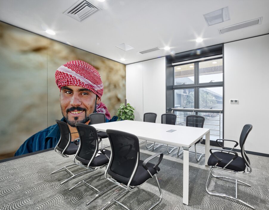 Young man in Syria smiles during a sunny day outdoors Wall Printing