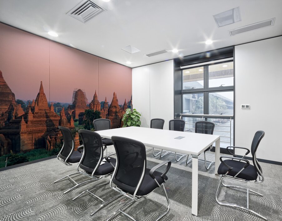 Temples in Bagan at dusk with a clear sky over Myanmar Wall Printing