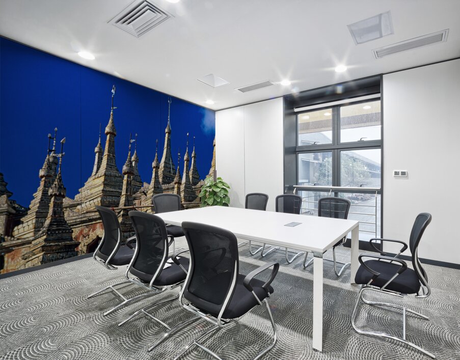 Mohnyin Thambuddhei Paya in Monywa shows many stupa structures Wall Printing