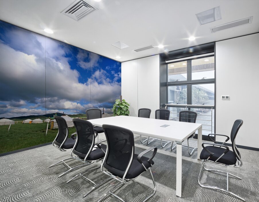 Mongolic nomadic tents in a grassland in Mongolia Wall Printing